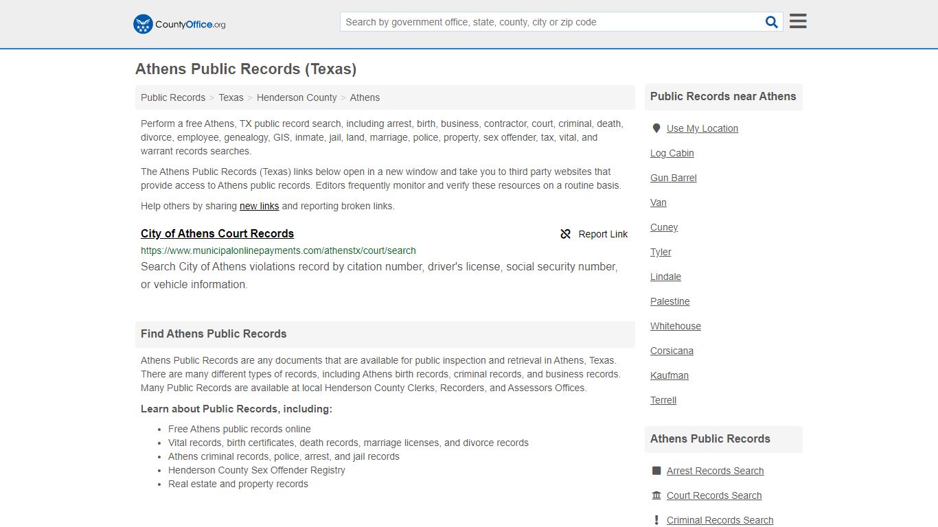 Public Records - Athens, TX (Business, Criminal, GIS ...