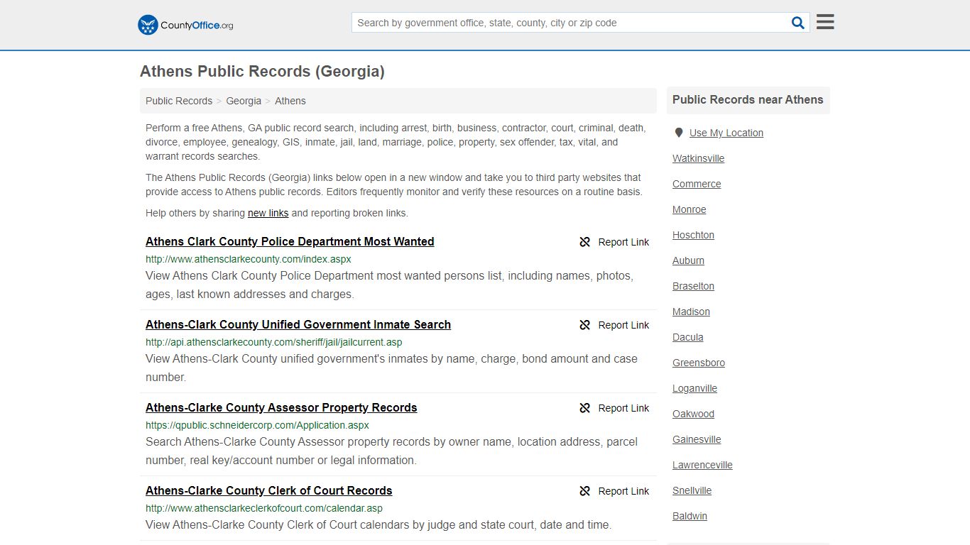 Public Records - Athens, GA (Business, Criminal, GIS ...