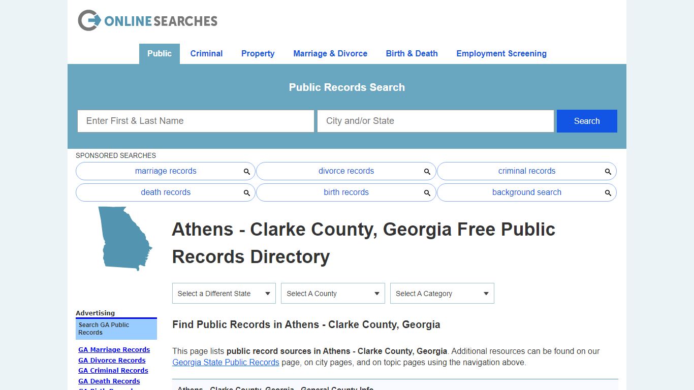 Athens - Clarke County, Georgia Public Records Directory